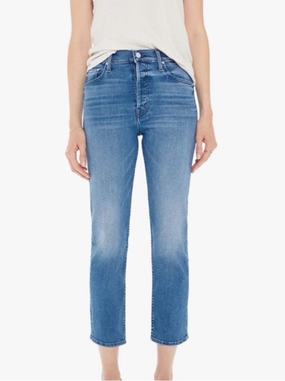 MOTHER Tomcat High-Rise Cropped Jeans in Oui Oui Size 26